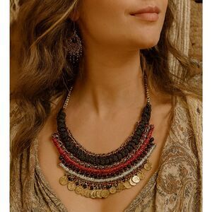 Women’s Chunky Tiered Braided Dangle Adjustable Chain Necklace Boho Navajo Weste